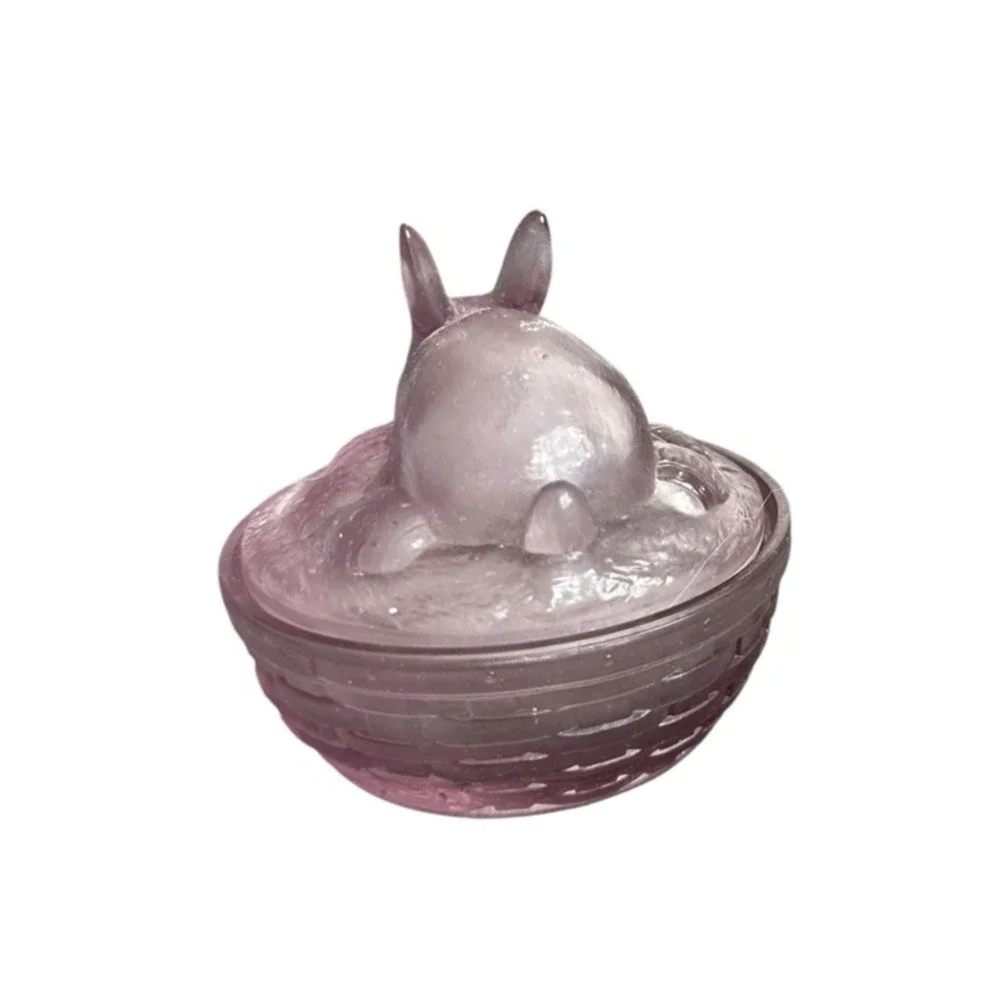 Longaberger 2004 Collectors Club Mini Purple Glass Easter Dish Bunny Nested Lid